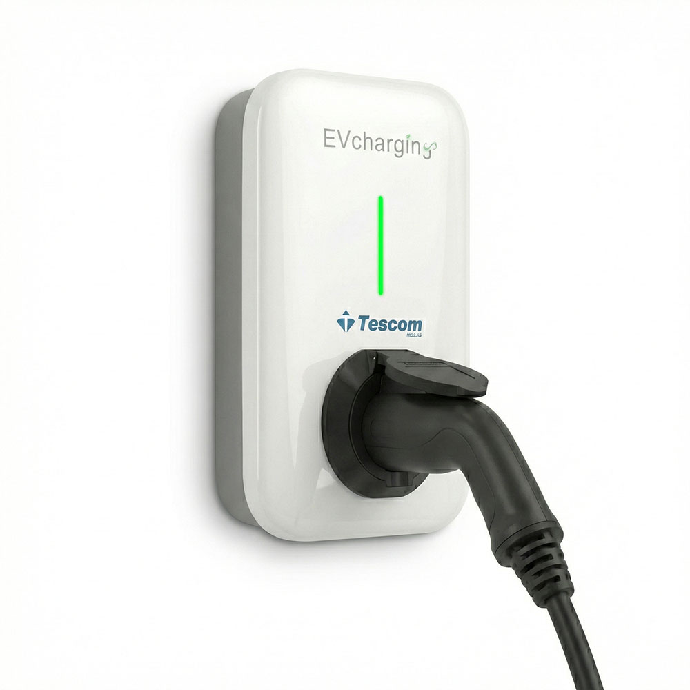 EV CHARGER WALL 3PH 11KW AC CABLE OCPP πλαϊνή όψη